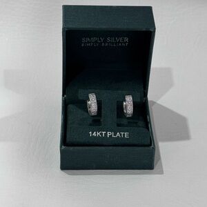 Simply silver -14KT Plate cubic zirconia huggie hoop earrings. Earrings